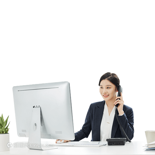 女性客服話務員服務通話