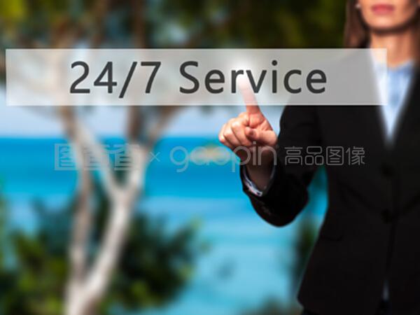 247服務-商務婦女按觸屏按鈕